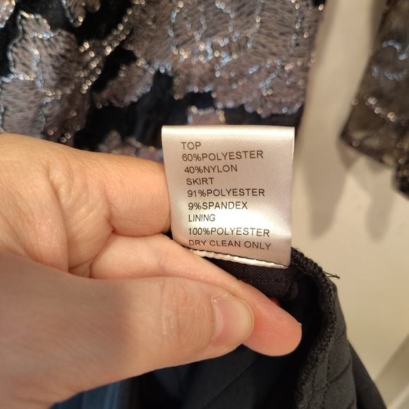 Tadashi Shoji Black and Gold Lace Midi Dress - Picture 7 of 8